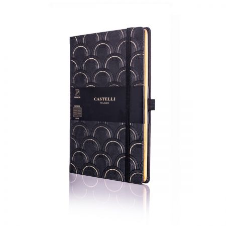 Art Deco Medium Ivory Notebook - Black & Gold